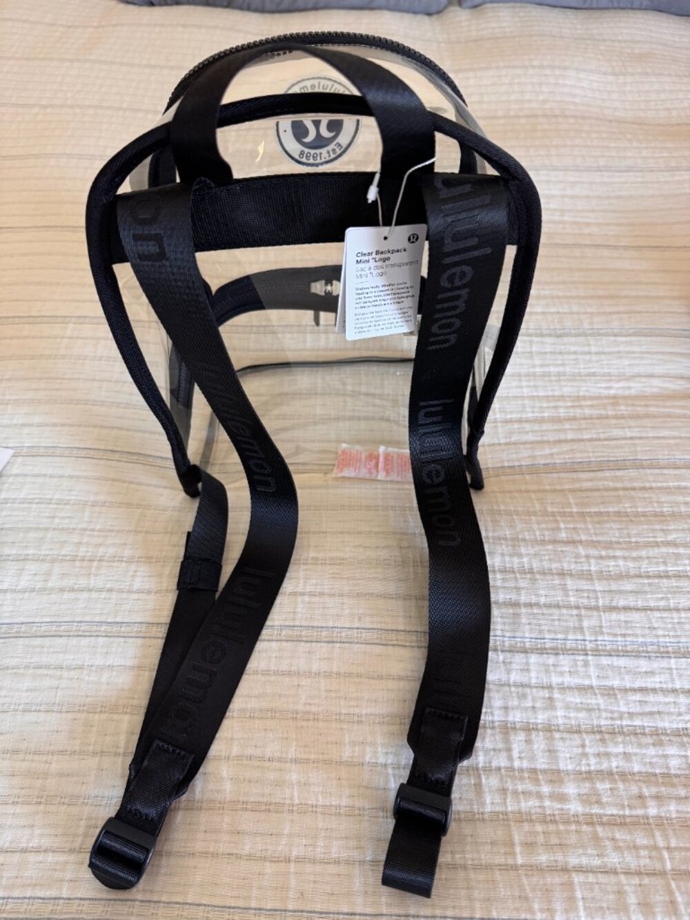 lululemon Clear Transparent Backpack Black Stadium Concert Festival Bag - Picture 2 of 4